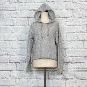 Topshop Gray Cropped Hooded Pullover Sweater